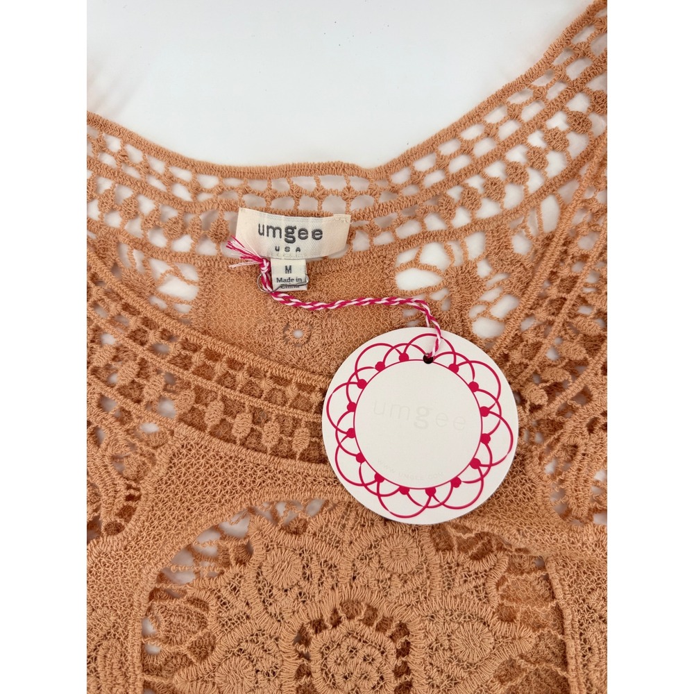 Umgee USA Womens Large Terracotta Crochet Lace Boho Top NWT Beach Resort Wear - Picture 3 of 7